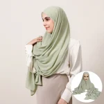 Intégré magnétique 70*180 cm solide musulman en mousseline de soie Hijab châles femmes écharpe tête enveloppement Hijabs foulards dames Foulard islamique Ramadan