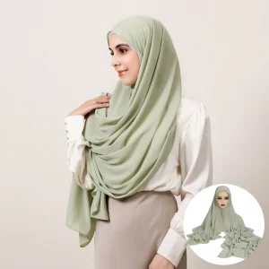 Intégré magnétique 70*180 cm solide musulman en mousseline de soie Hijab châles femmes écharpe tête enveloppement Hijabs foulards dames Foulard islamique Ramadan