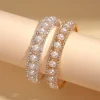 bracelet ouvert élégant avec diamants intégrés et perles d'imitation bijoux de luxe à la mode pour femmes trajet à la mode...