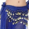 ceintures de danse du ventre 3 rangées ceinture ton or pièces de monnaie ceinture femmes 140 cm paillettes glands mousseline de soie hanche écharpe accessoires pour ceintures de danse du ventre