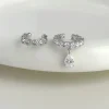boucles d'oreilles à clip en perles de zircone pour femmes, couleur argent, manchette d'oreille géométrique sans piercing, bijoux cadeaux pour filles