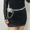 mini sac de taille à chaîne en cuir pour ceinture eans, sac suspendu décoratif pour femmes, ceinture de taille de jeu détachable