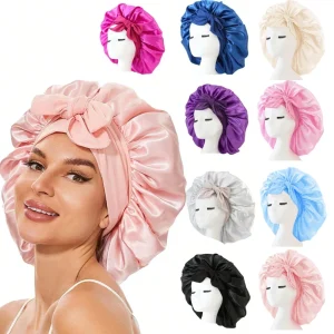 Bonnet pour cheveux en soie satinée |   Bande de cravate réglable |   Bonnet de sommeil pour femmes et hommes |   Casque de protection unisexe