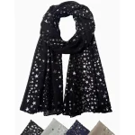 Écharpe imprimée étoiles pour femmes, Hijab brillant argenté, châle élégant, pour mariage, mariée, hiver, chaud, luxe
