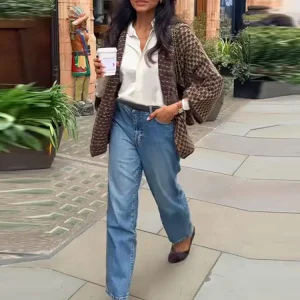 Cardigan en tricot décontracté pour femme, grand revers, simple boutonnage, manches longues, poches, manteaux, pull chaud, automne hiver 2025