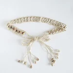 Ceintures pour femmes noeud ceinture été Boho coquille perle robe jean ceinture femme plage accessoire Beige cire cordon