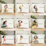 Chic nom personnalisé Unique Vintage mignon sacs de maquillage floraux pour les filles pochette cosmétique trousse de toilette trousse à crayons sac à main de rangement de voyage