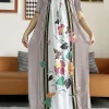 abaya – robe d'été à manches courtes, col bateau, ample, florale, boubou, maxi, vêtements pour femmes africaines, nouvelle collection 2023