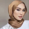 chaud premium satin froissé hijab écharpe en mousseline de soie châle plaine femmes musulmanes hijabs respirant islam femmes turban plissé écharpe ramadan