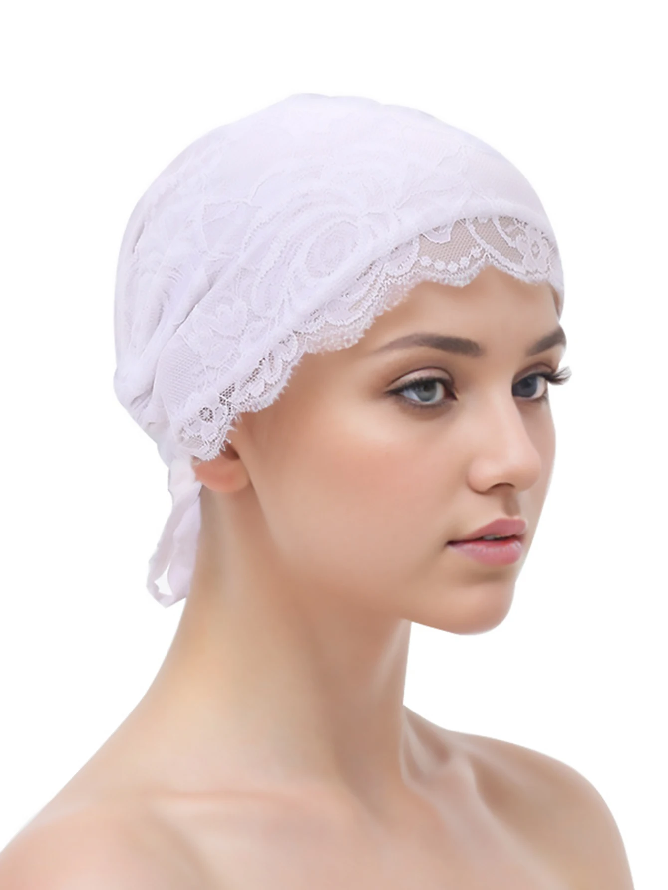 femmes musulmanes chapeau intérieur hijab écharpe dentelle casquette turban chapeaux sous écharpe islam ninja fleur foulard enveloppement bonnet perte de cheveux couverture