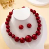 ensemble de bijoux luxueux et élégant avec perles artificielles/boucles d'oreilles et collier, adapté aux banquets quotidiens et aux cadeaux