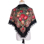 Hijab ukrainien broderie Style foulard pour femmes impression carrée chaud dû tête coton mélange écharpe Vintage Bandana châle 35,5 pouces