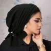 Turban Hijab pour femmes musulmanes, sous-écharpe, casquettes de chimio contre le cancer, chapeau, foulards, écharpe plissée pré-nouée, couvre-cheveux de sommeil