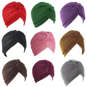 Hijabs musulmans pour femmes, Turbans pour femmes, Or brillant, Argent, Écharpe Injsauna, Haut noué, Enveloppe de sauna, Chapeau indien, Turban féminin