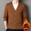 hommes automne vêtements polaire cardigan veste tricoté pull vêtements d'extérieur col en v mode cardigans chaud hommes haut