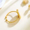 bague torsadée fine circulaire blanche réglable en acier inoxydable, couleur or, breloque délicate, pour femmes, bijoux, accessoires, cadeaux