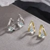 boucles d'oreilles simples en argent sterling 925 et cristaux dorés pour femmes, bijoux de luxe à la mode pour mariage, tendance 2024