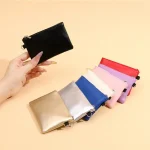 Dames couleur unie PU cuir souple porte-monnaie femmes mignon portefeuilles Mini hommes pièce de monnaie carte portefeuille sac de poche