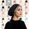 Hijab NikMusulman avec Strass Brillants pour Femme, Turban artificiel astique, Uni, Solide, Sous-Capuchons, Premium, Jersey Souple, Bande de Sauna