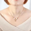 joclassic collier pendentif coeur de pêche lisse pour femme, perle d'eau douce, agate, acier inoxydable, clavicule simple exquise, bijoux