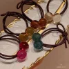bandes de cheveux élastiques couleur bonbon, boule de verre brillante, pour femmes, petites filles, anneaux de cheveux, coiffure, attaches pour cheveux, cordes en queue de cheval, vente en gros