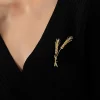 Broches d&rsquo;oreille de blé en strass pour femmes, unisexe, émail, plante de blé, sac à dos de fête de Banquet, cadeaux, accessoires bijoux