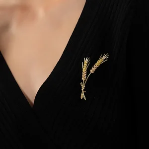 Broches d&rsquo;oreille de blé en strass pour femmes, unisexe, émail, plante de blé, sac à dos de fête de Banquet, cadeaux, accessoires bijoux
