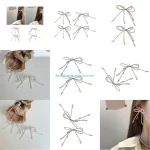 E56A boucles d&rsquo;oreilles à nœud papillon à mode pour femmes filles, clous à nœud perlé, vêtements confortables à