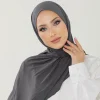 luxe respirant jersey hijab doux solide écharpe musulman foulard femme islamique long châle enveloppes femmes turban foulard