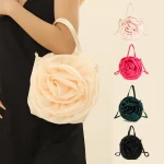 Sacs à main de luxe en forme de Rose pour femmes, sac à bandoulière plissé en soie à fleurs, bourse de soirée en Satin, pochettes de fête de mariage
