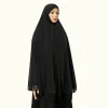abayas musulmanes couverture complète bord en dentelle femmes noir vêtements couleur unie hijab instantané doux premuim coton chanvre ramadan robe de prière