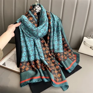Design Satin soie châle Hijab écharpe femmes mode été crème solaire plage étole enveloppes Bufanda femme foulard Echarpe nouveau