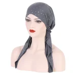 Turban Hijab NikMusulman pour Femme, Écharpe de Sauna à Longue Queue Pré-Attachée, Ronde, Bonnet de Chimio, Bonnet, Foulard de Tête, Vêtements de Sauna Commandés