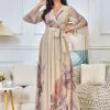robe de soirée élégante pour femmes, col en v, ligne a, personnalisée, dubaï, kaftan, occasions spéciales, en stock, robe de bal décontractée