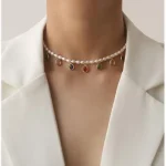 Collier de perles naturelles pour femmes, coloré, contre-indiqué, bijoux de fête, créateur, T Show, robe de piste, Japon, coréen