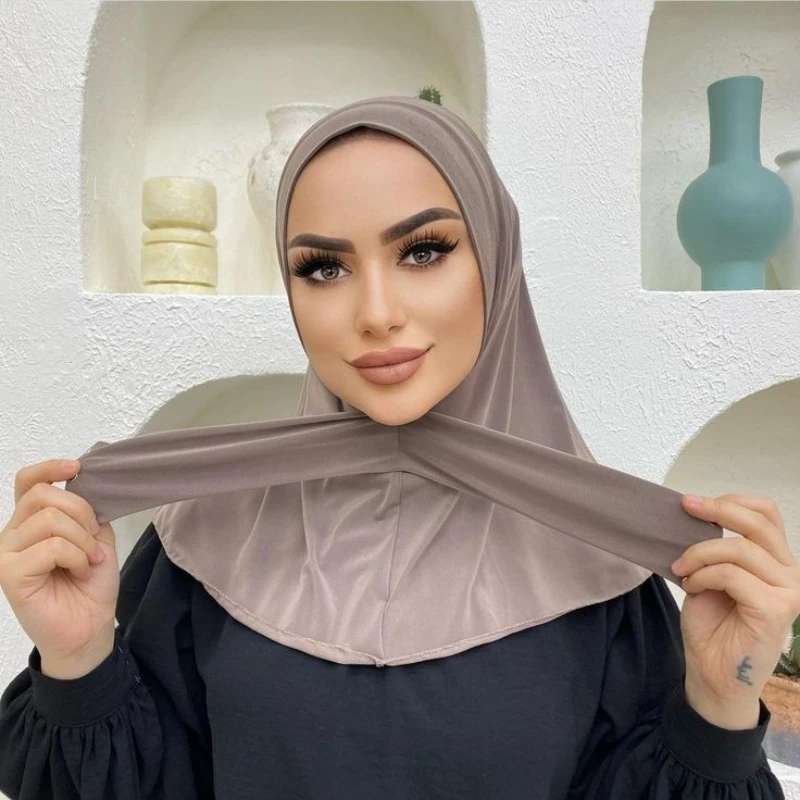 hijab en jersey instantané pour femme musulmane, couverture complète, fermeture à pression, foulard de sauna islamique, nouvelle collection