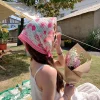 foulard en soie respirant de printemps, foulard en coton imprimé de fleurs à séchage rapide, écharpe hijab carrée en lin absorbant la sueur