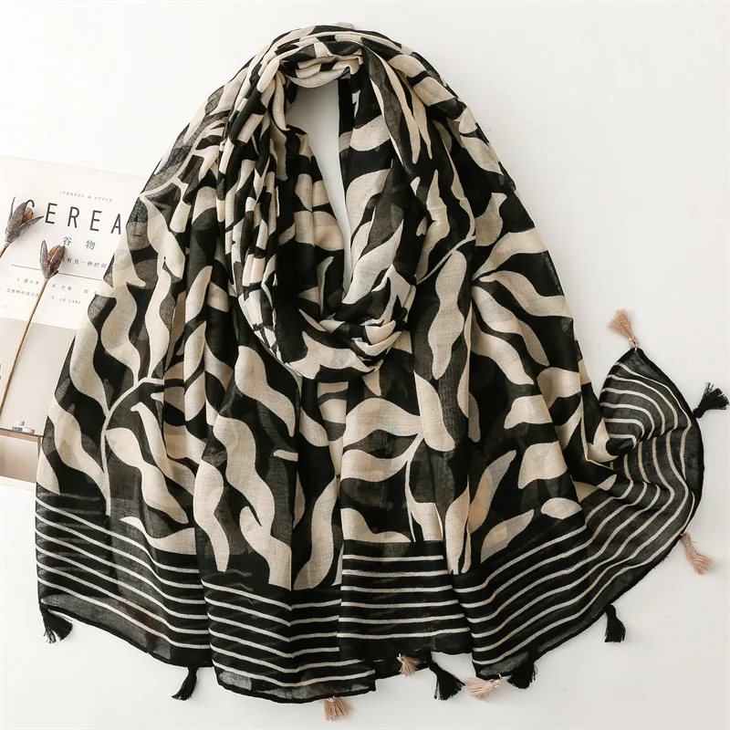 Luxe femmes feuille écharpe été plage châle coton lin sentiment gland Pashmina musulman Hijab Wrap dame Viscose écharpe Luxe femmes feuille écharpe été plage châle coton lin sentiment gland Pashmina musulman Hijab Wrap dame Viscose écharpe