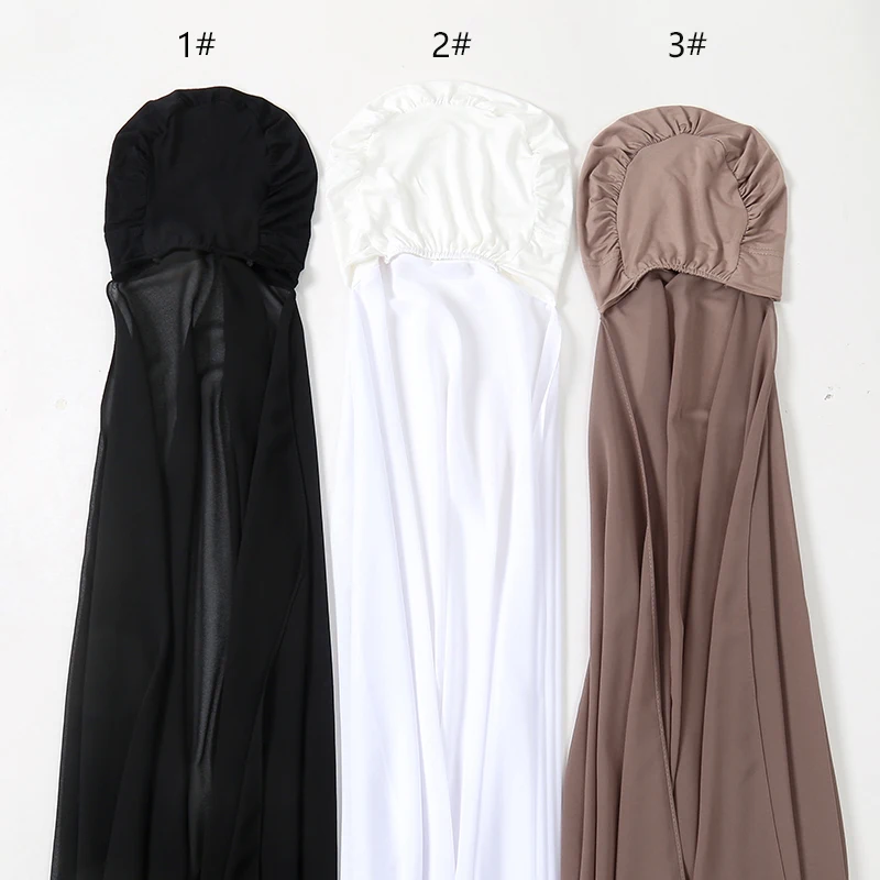 hijab instantané avec casquette en jersey de mousseline de soie pour femme musulmane, voile, mode islamique, Écharpe de sauna