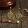 boucles d'oreilles vintage élégantes avec pendentif en perles géométriques pour femmes, piercing suspendu exquis, bijoux de mariée, cadeau