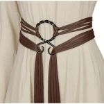 Ceinture longue bohème vintage en corde pour femme – Cinch de taille tressé réglable avec frange et nœud en boucle, look fabriqué à la main pour Halloween