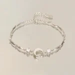 Bracelet en Zircon couleur argent pour femmes et filles, Bracelets en cristal brillant, pendentif lune cerise papillon, bijoux