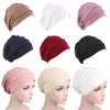 Bonnet Turban élastique en coton doux pour femmes, Hijabs musulmans, chapeau de chimio