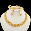 ym ensemble de bijoux plaqués or 18 carats pour femme – boucles d'oreilles et collier tendance de dubaï audacieux, accessoires de cadeau d'anniversaire de mariage élégant pour fête