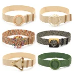 Ceinture multicolore en option pour femmes, Vintage élastique tressé, large, paille Pp, robe chemise, ceinture scellée à