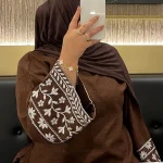 Abaya brodée de fleurs en lin pour femmes, caftan musulman rétro, robes modestes, vêtements islamiques, kebaya de luxe élégant, 2024