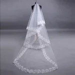 Haute qualité visage voile blanc dentelle broderie bord voiles de mariée voiles de mariée mariage 1 couche accessoires de mariée HLTS04