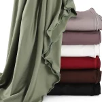 Hijab de luxe en Jersey à bord ondulé pour femmes, couleur unie, foulard en soie de lait, châle d&rsquo;automne, écharpe en mousseline de soie extensible, Ramanda