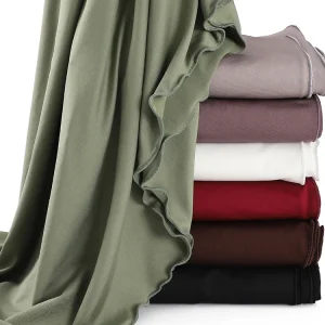 Hijab de luxe en Jersey à bord ondulé pour femmes, couleur unie, foulard en soie de lait, châle d&rsquo;automne, écharpe en mousseline de soie extensible, Ramanda