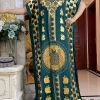 robe d'été en coton à manches courtes pour femme, boubou, maxi islam, grande écharpe, africain, abaya, estampage doré, design pomme, nouveau